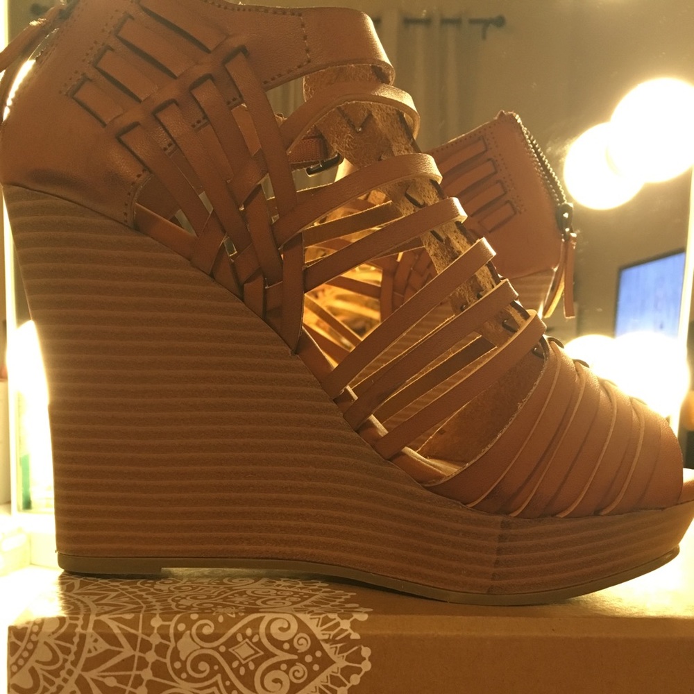Altar’d State Tan Wedge Shoes